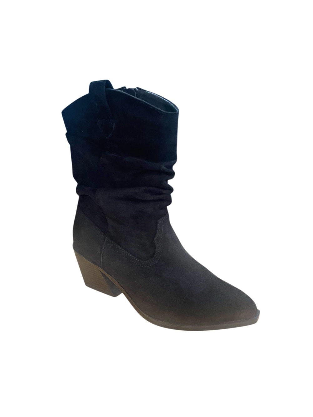 Comfortview Black Faux Suede Western Slouch Boot Sz 8.5